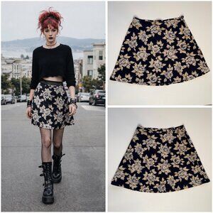 Vintage 90s Floral Slip Skirt with a Bite